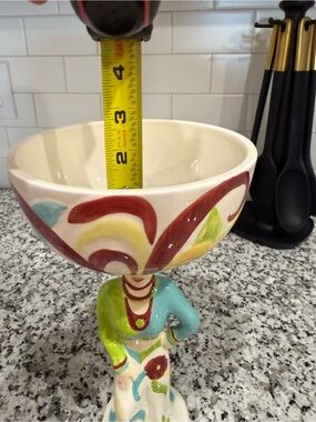 Hand-Painted Ceramic Pedestal Bowl in Multicolor - Margarita Bowl